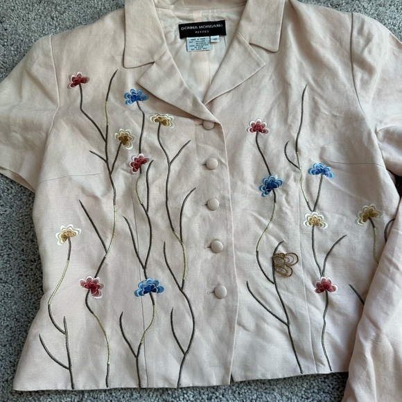 Vintage Donna Morgan Petite Size 12 floral business suit cottage white fairy - Picture 10 of 11